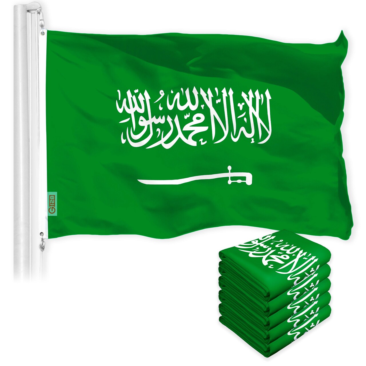 Saudi Arabia Saudi Arabian Flag 3x5 Ft 5-Pack 150D Printed Polyester By G128